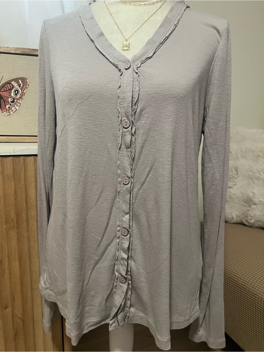 Michael Stars Light Lavender Button-Front Women's Top